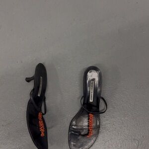 Manolo Blahnik Black and Orange Women's Heels